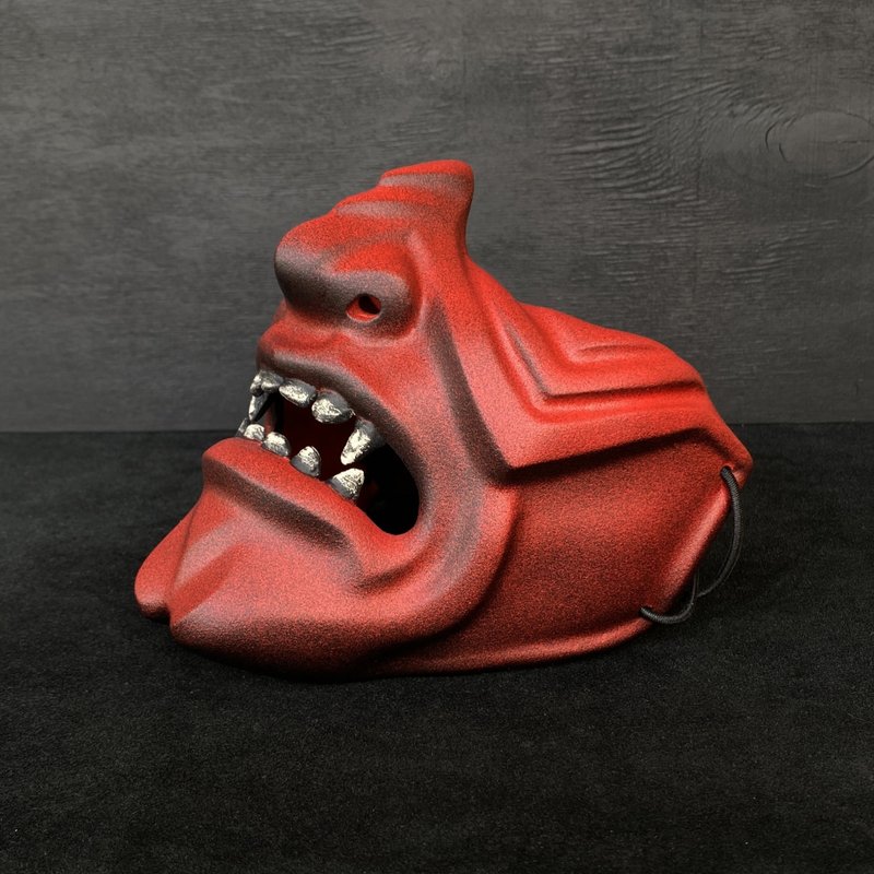 Samurai Half Mask: Red Mempo mask Tsushima, Red Half Face mask cosplay - 口罩/口罩收納套 - 樹脂 紅色