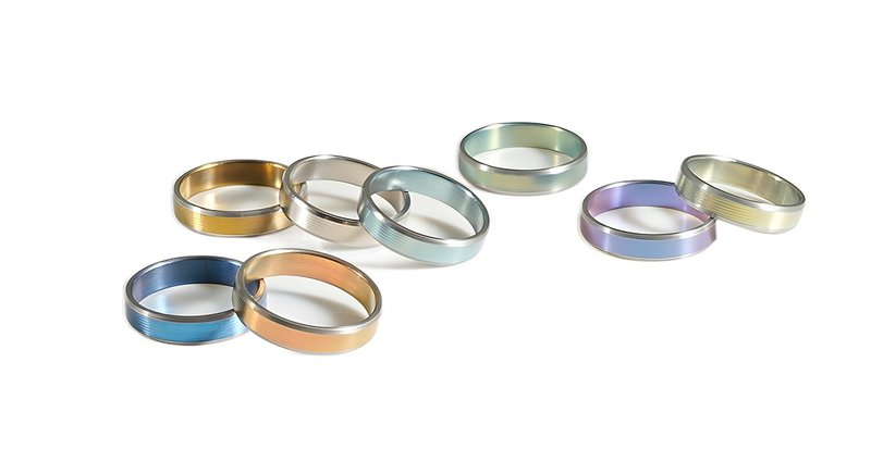 Titanvek titanium alloy ring two-color hairline 5mm - แหวนทั่วไป - โลหะ หลากหลายสี