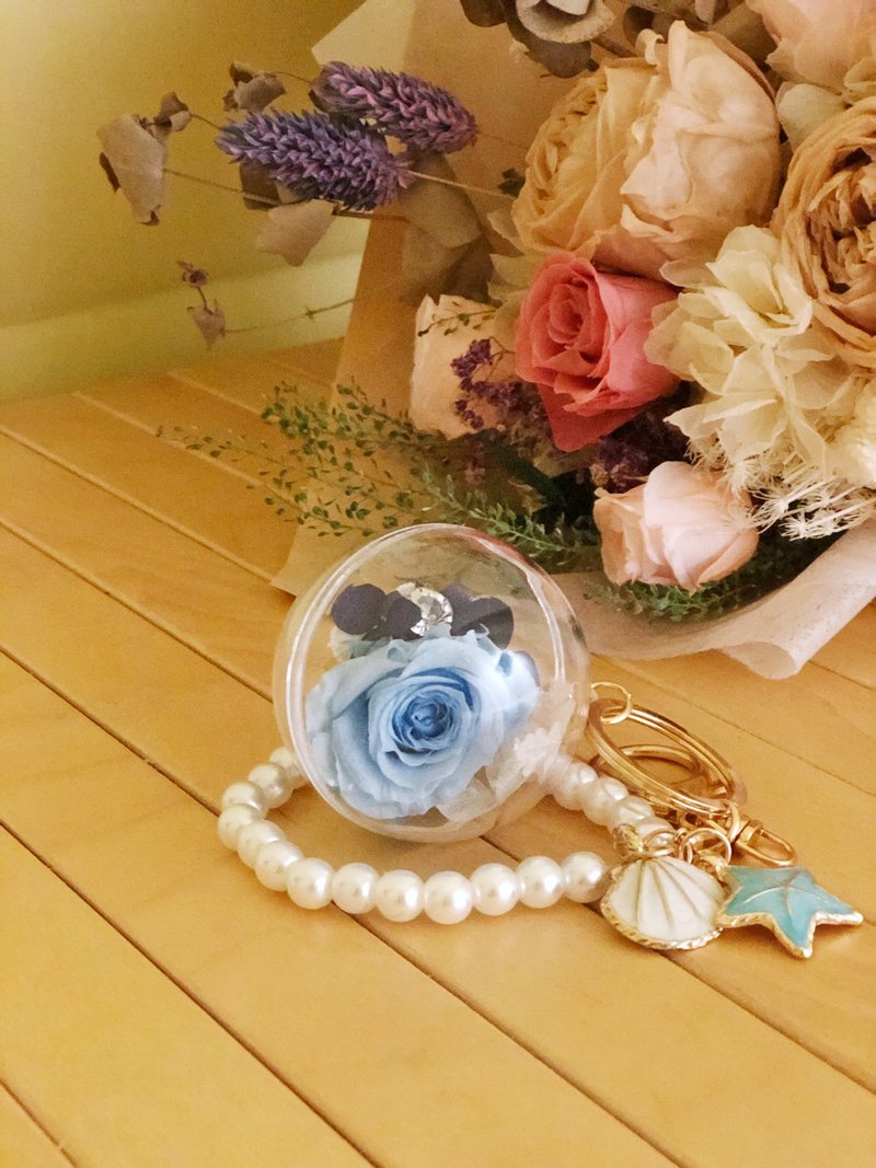 Hello 不凋花 永生花 現貨 畢業禮物 珍珠手鍊 鑰匙圈 婚禮小物 - 鑰匙圈/鑰匙包 - 植物．花 多色