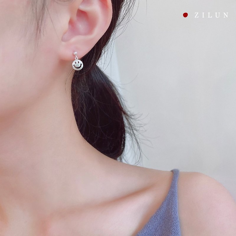 | Daily | Bad weather and good mood • Smiley face • 925silver • Sterling silver ear pin • Clip-On - ต่างหู - เงินแท้ 