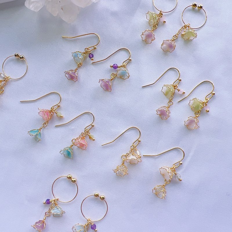 Two pieces of earrings, Paris skirt, 4 colors revealing handmade resin jewelry - ต่างหู - เรซิน 