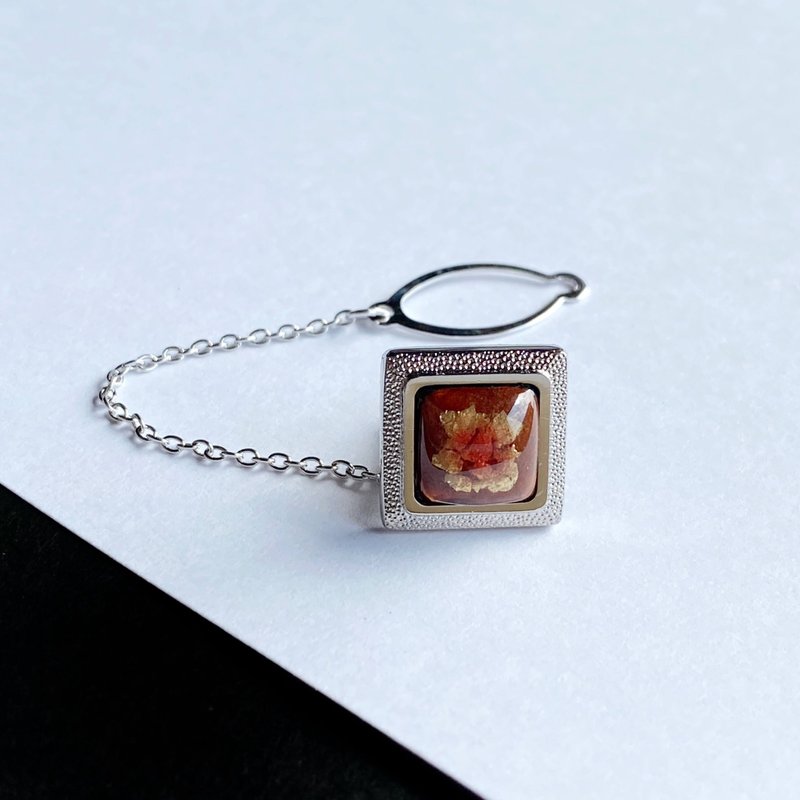 箔ちらし【トパーズ Topaz】七宝焼のタイタック ラペルピン 純銀箔ちらし七宝 - 領帶/領帶夾 - 其他材質 橘色