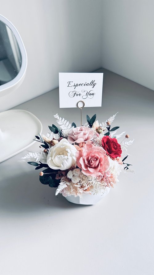 植感花藝 母親節客製花禮花禮紅粉色玫瑰永生花花禮可擴香