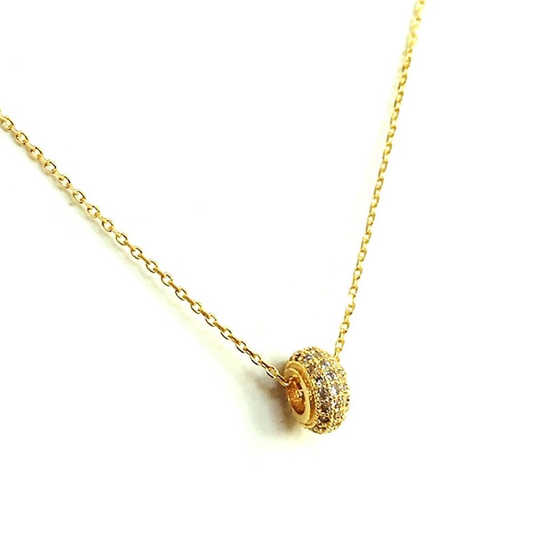 Ficelle | Handmade Brass Natural Stone Necklace|[Zircon] Rolling Diamond Wheel Type Diamond Clavicle Chain - สร้อยคอทรง Collar - เครื่องเพชรพลอย 
