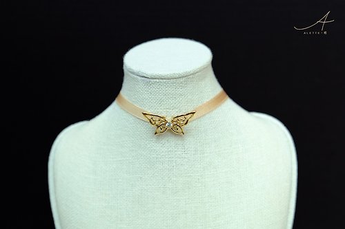 Alette・玥 Jewelry Monde des Insects系列 Butterflymoon系列 小蝴蝶純銀鍍金頸圈