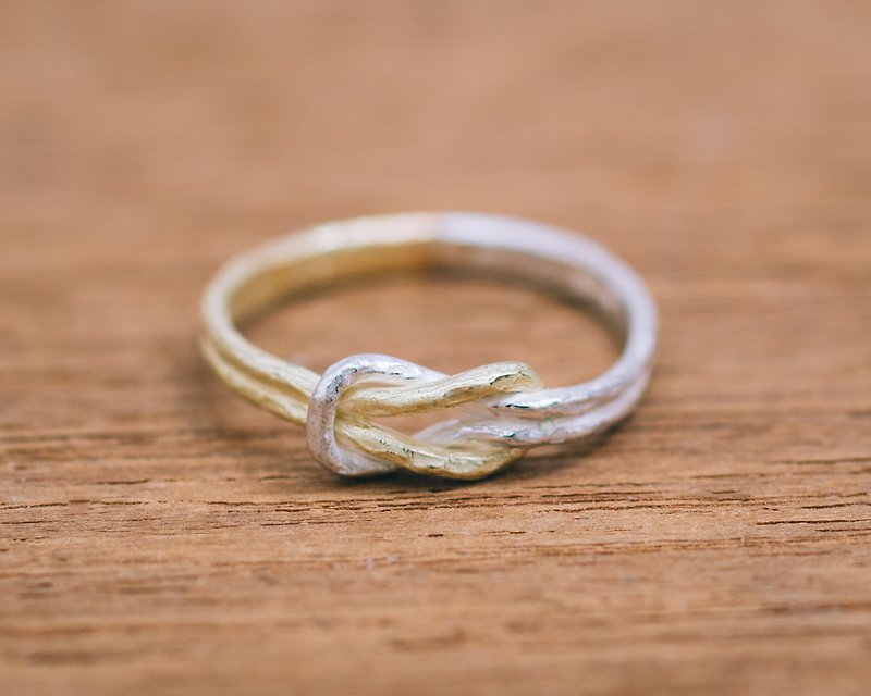 Enmusubi ring - 18K and silver - Japanese knot - thin ring - wedding rings - แหวนคู่ - โลหะ สีทอง