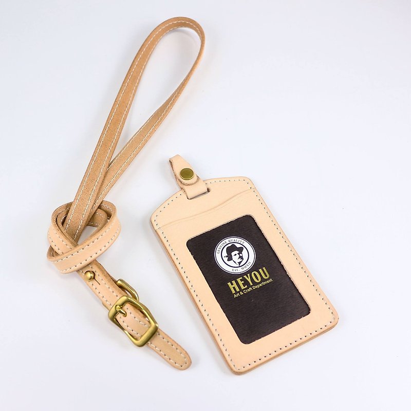 HEYOU Handmade –Leather Card Holder - ID & Badge Holders - Genuine Leather Transparent