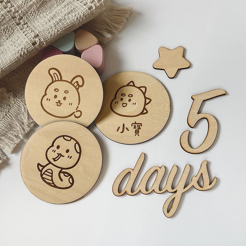 Wooden baby growth record wooden card baby birthday photo props month photo digital full moon - อื่นๆ - ไม้ 