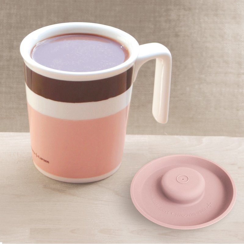可可亞親親馬克杯+矽膠杯蓋 -P+L杯組(台灣製可微波烤箱) - 咖啡杯/馬克杯 - 瓷 粉紅色