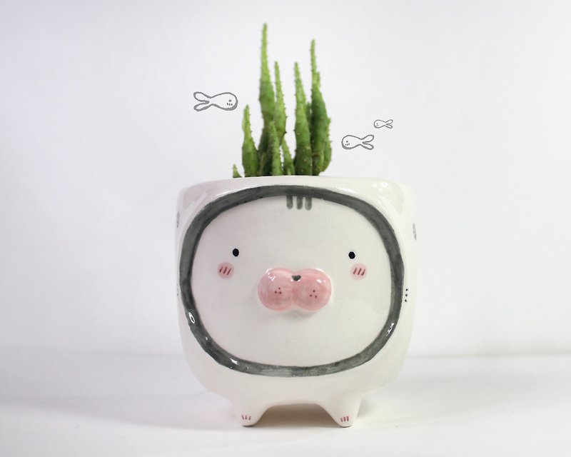 Potted seals - 植物/盆栽/盆景 - 瓷 白色