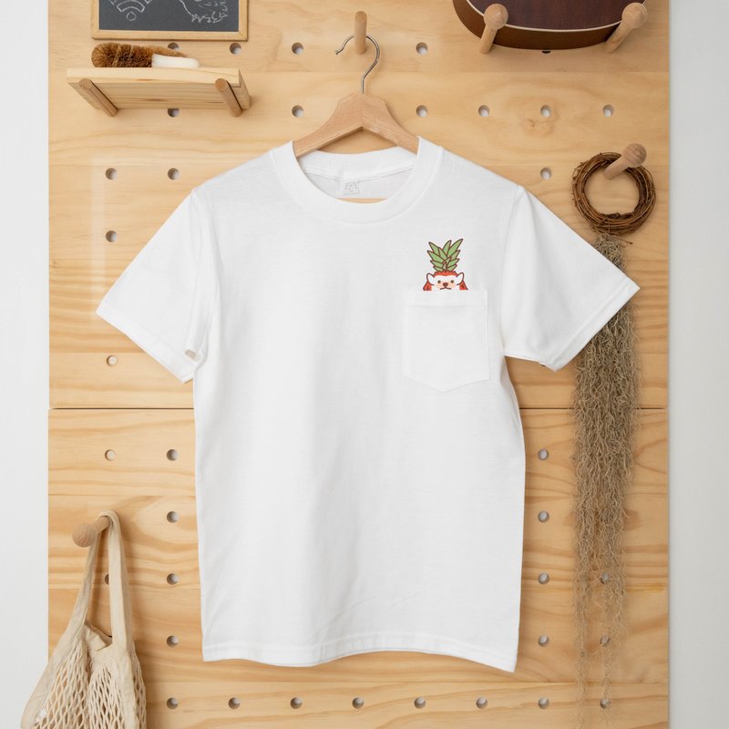 袋中刺蝟 圓筒口袋短T pocket tee - 帽T/大學T - 棉．麻 白色