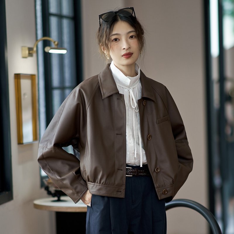 美式復古夾克皮衣|外套|兩色|夏秋款|Sora-1304 - 女大衣/外套 - 其他人造纖維 多色