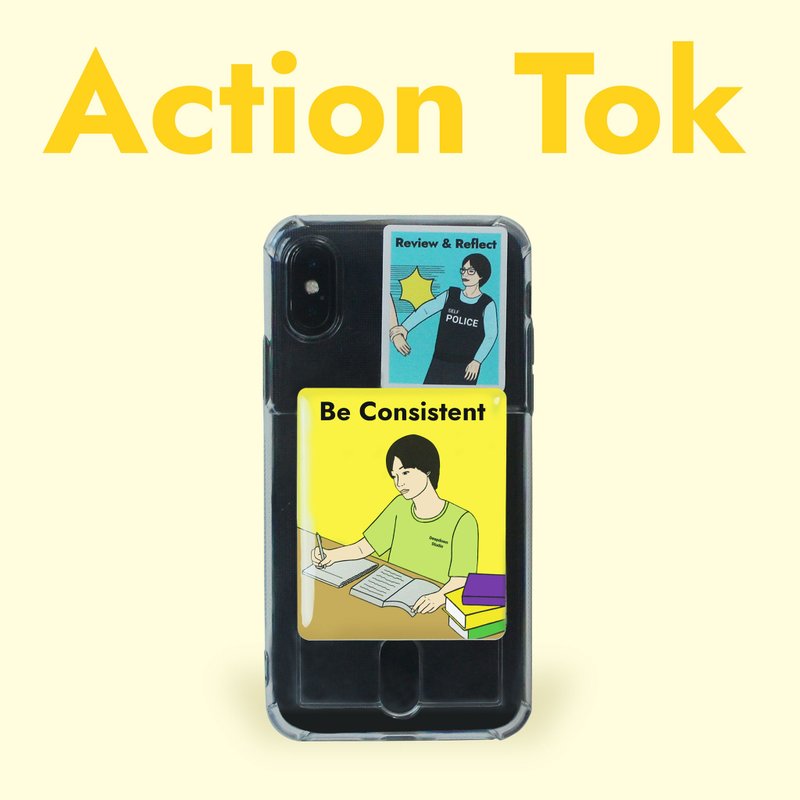 エポキシスマホグリップ - Action Tok - Be Consistent - ที่ตั้งมือถือ - อะคริลิค สีเหลือง