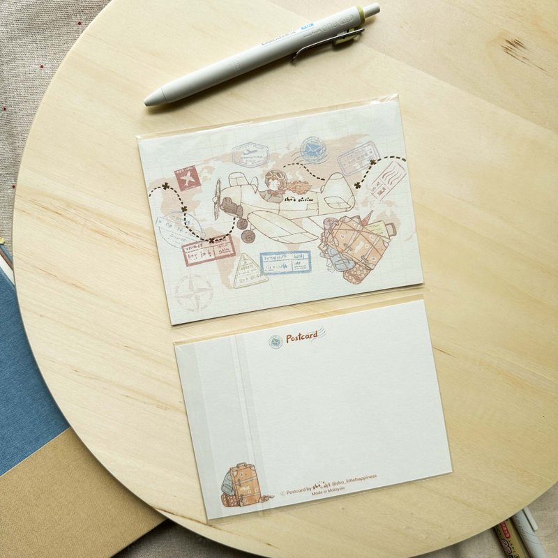 Let's Go Travelling Gold Foil Postcard - 卡片/明信片 - 紙 