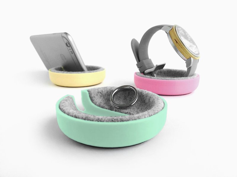Unique multifunctional tray, Watch stand, Smartphone stand, Smart phone stand - Phone Stands & Dust Plugs - Wool Green