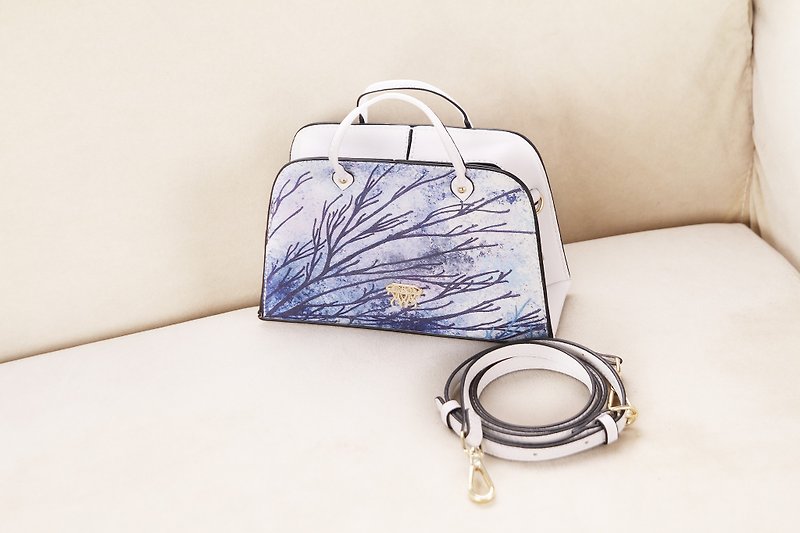 S8O canvas bags oblique wind Granada mini mysterious Ocean series - กระเป๋าแมสเซนเจอร์ - เส้นใยสังเคราะห์ ขาว