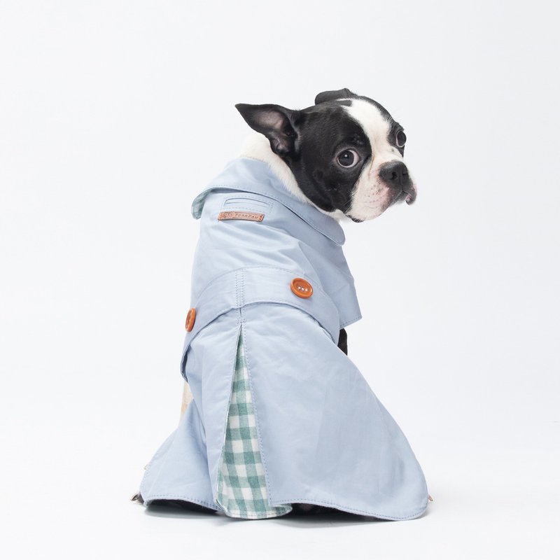Pawfect-Fit! Trench Coat 寵物風衣 (M) - 寵物衣服 - 棉．麻 藍色