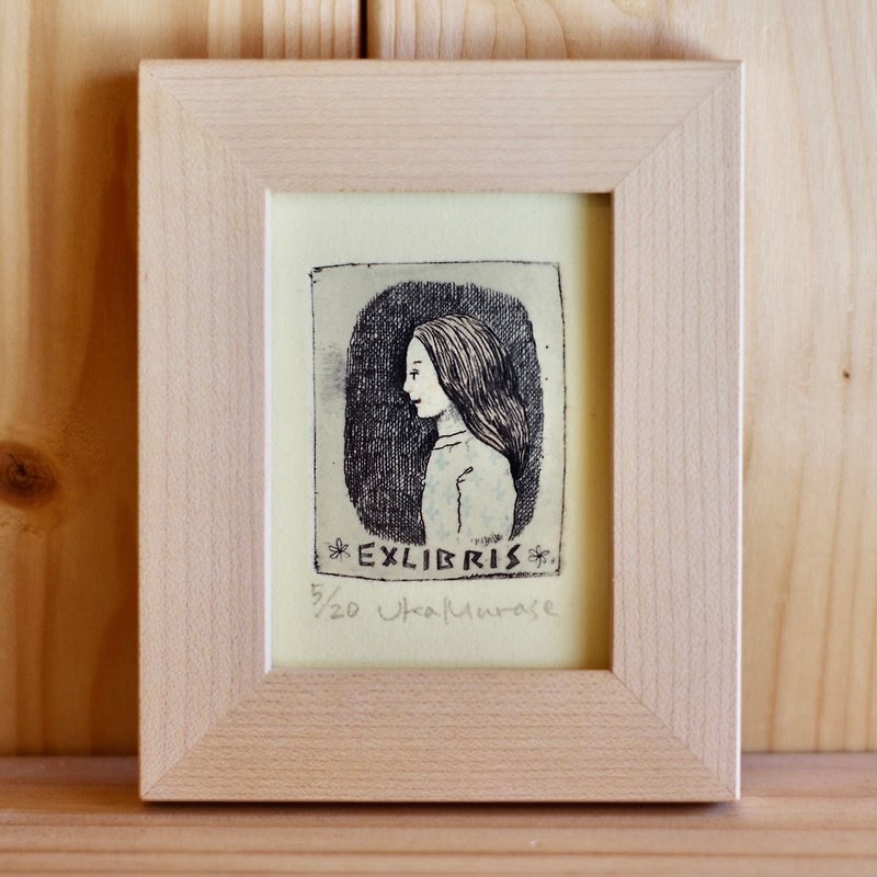 藏書票 01  一個愛讀書的女孩的肖像   陷害的 - 相框/畫框 - 紙 咖啡色