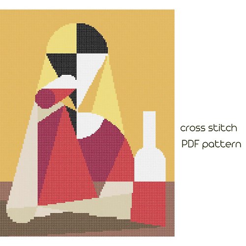 NaraXstitch patterns 十字繡圖案 Abstraction cross stitch Lady cross stitch Modern cross stitch /6/