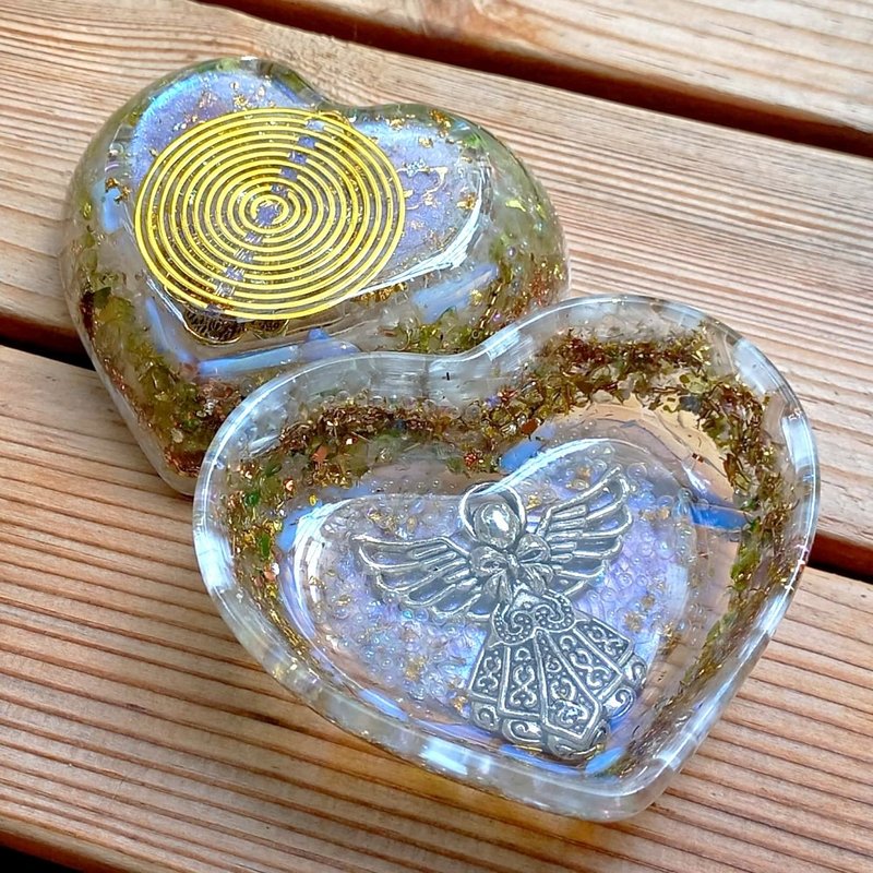 天使之心水晶能量碗 | 金銀色天使 | 小物件收納 - 衛浴用品/浴室收納 - 水晶 金色