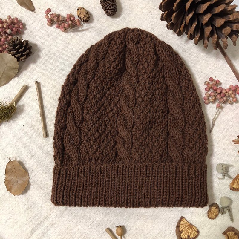 ChiChi Handmade-Twisted Woolen Hat-Woolen Knitted Woolen Hat [Non-prickly Series] - หมวก - ขนแกะ สีนำ้ตาล