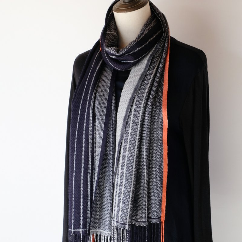 Cashmere Handwoven Cashmere Silk Stole [Saka03] - Knit Scarves & Wraps - Other Materials Blue