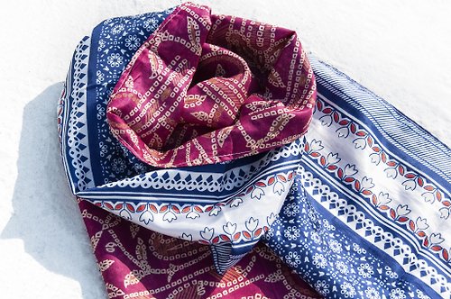 omhandmade 花朵藤蔓絲綢絲巾/滑面絲綢絲巾/法式浪漫絲綢圍巾/雙面圍巾-英國