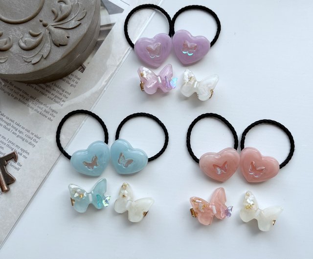 Heartシリーズ♡ベビーヘアクリップ ヘアゴム ハンドメイド商品