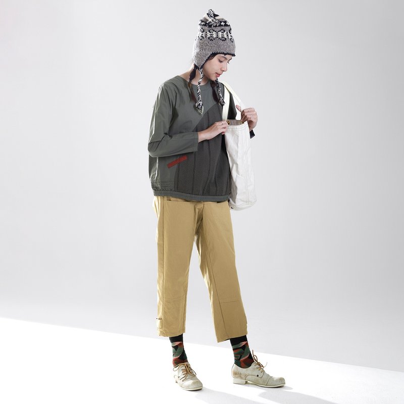 Casual eight-point casual cuffed pants - Women's Pants - Cotton & Hemp Khaki