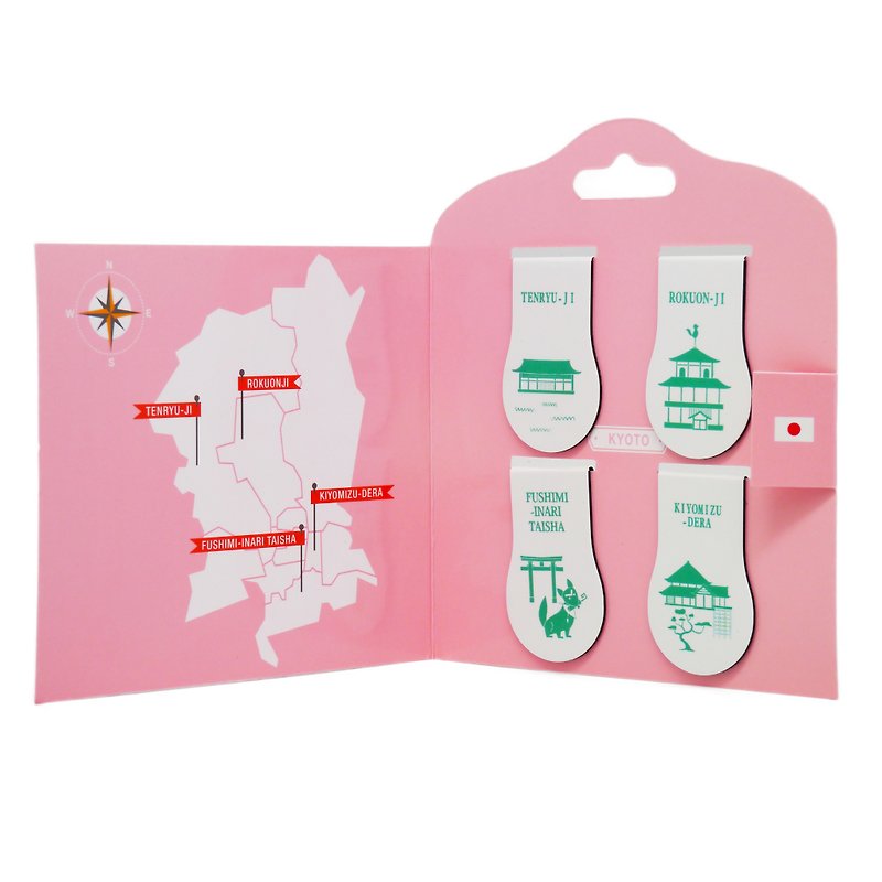 3+ Magi Mags Magnet Bookmark-Travel Series【Kyoto】 - Bookmarks - Other Metals Pink