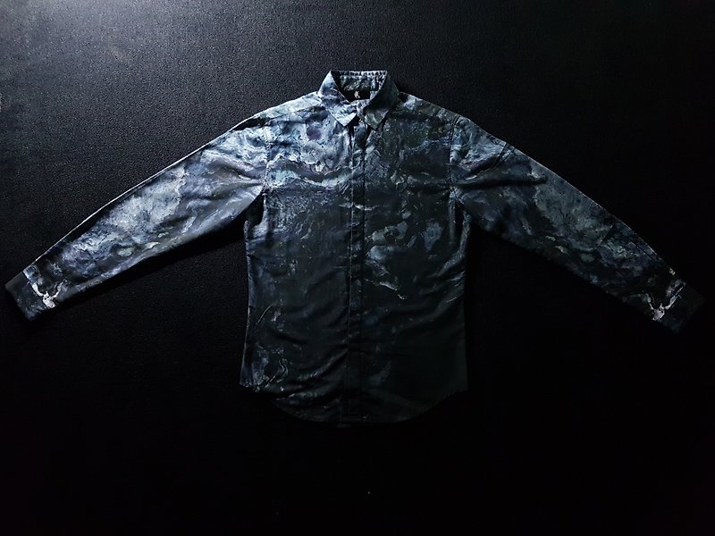 扭曲隕石 設計款襯衫 - 男裝 恤衫 - 聚酯纖維 黑色