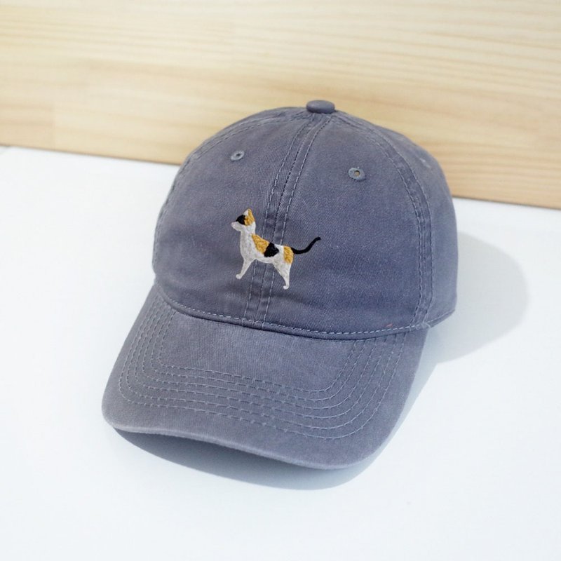 【Q-cute】帽子系列-貓貓側面-加字/客製化 - 帽子 - 棉．麻 多色