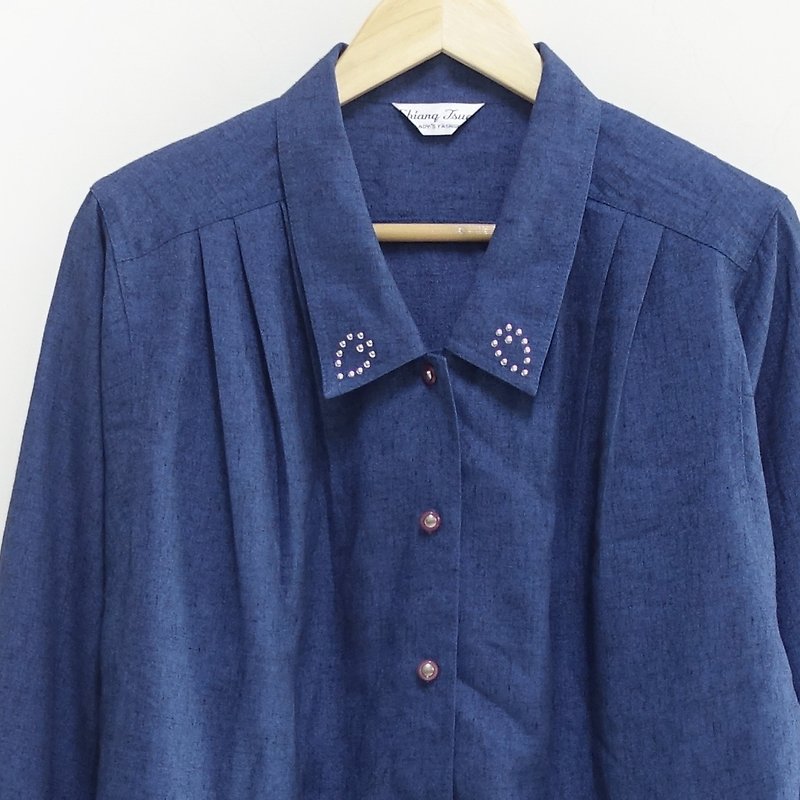 │Slowly │ - vintage shirt │ vintage. Vintage - เสื้อเชิ้ตผู้หญิง - เส้นใยสังเคราะห์ สีน้ำเงิน