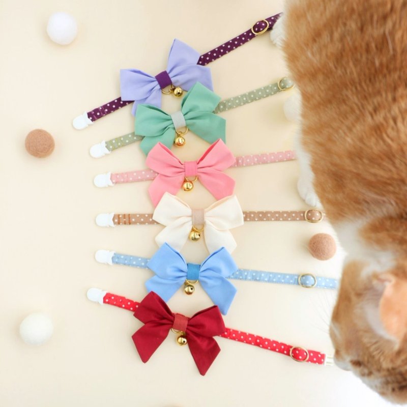 Sailor Bowtie, Breakaway cat collar,Removable bowtie,  colors for Kitten & Adult - 項圈/牽繩 - 棉．麻 多色