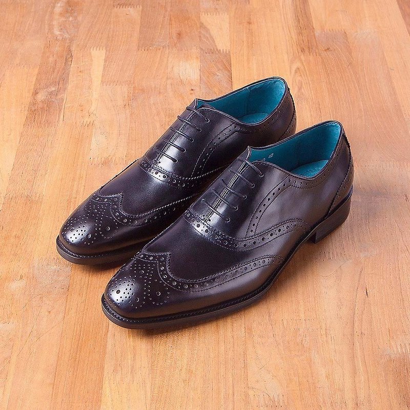 Vanger小さな正方形の彫刻されたオックスフォードの靴Va239黒 - スリッポン メンズ - 革 ブラック