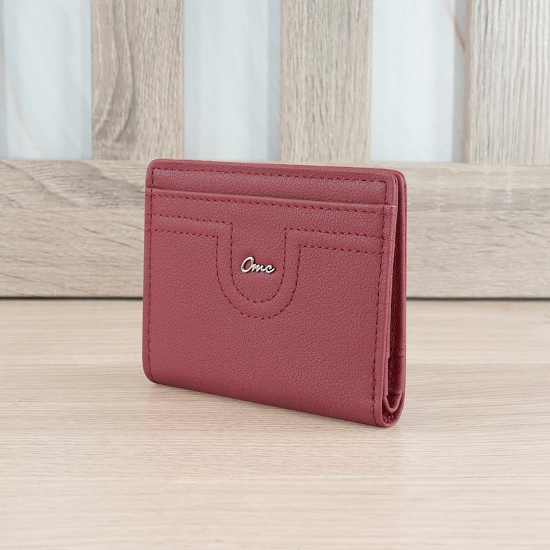 Minimalist half-fold cowhide short clip 4173 (red) - Wallets - Genuine Leather Red