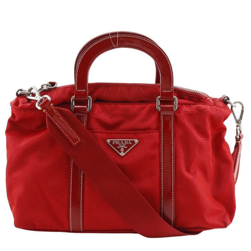 【日本直送】プラダ PRADA 2WAYショルダー ハンドバッグ ナイロン 赤 レディース【中古】 - 手提包/手提袋 - 尼龍 紅色