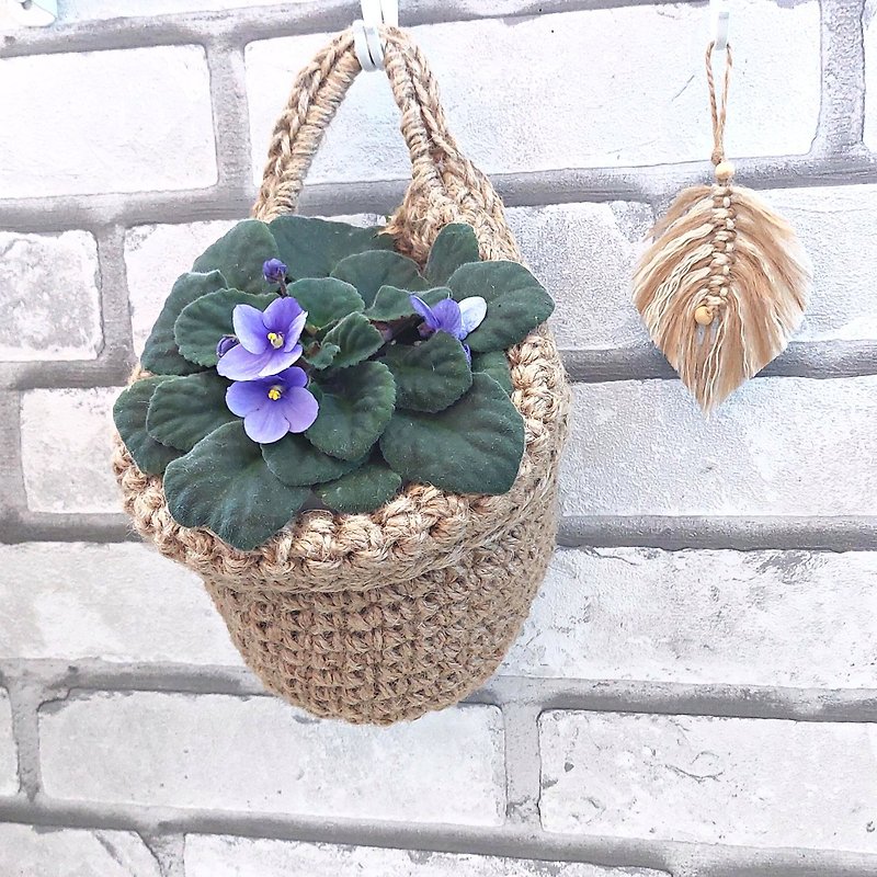 Minimalist plant hanger Wall hanging basket On table decor New home present - Wall Décor - Cotton & Hemp Khaki