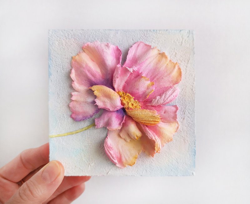 Shabby chic shelf decor Rainbow floral sculpture painting Gift for sister - 壁貼/牆壁裝飾 - 其他材質 