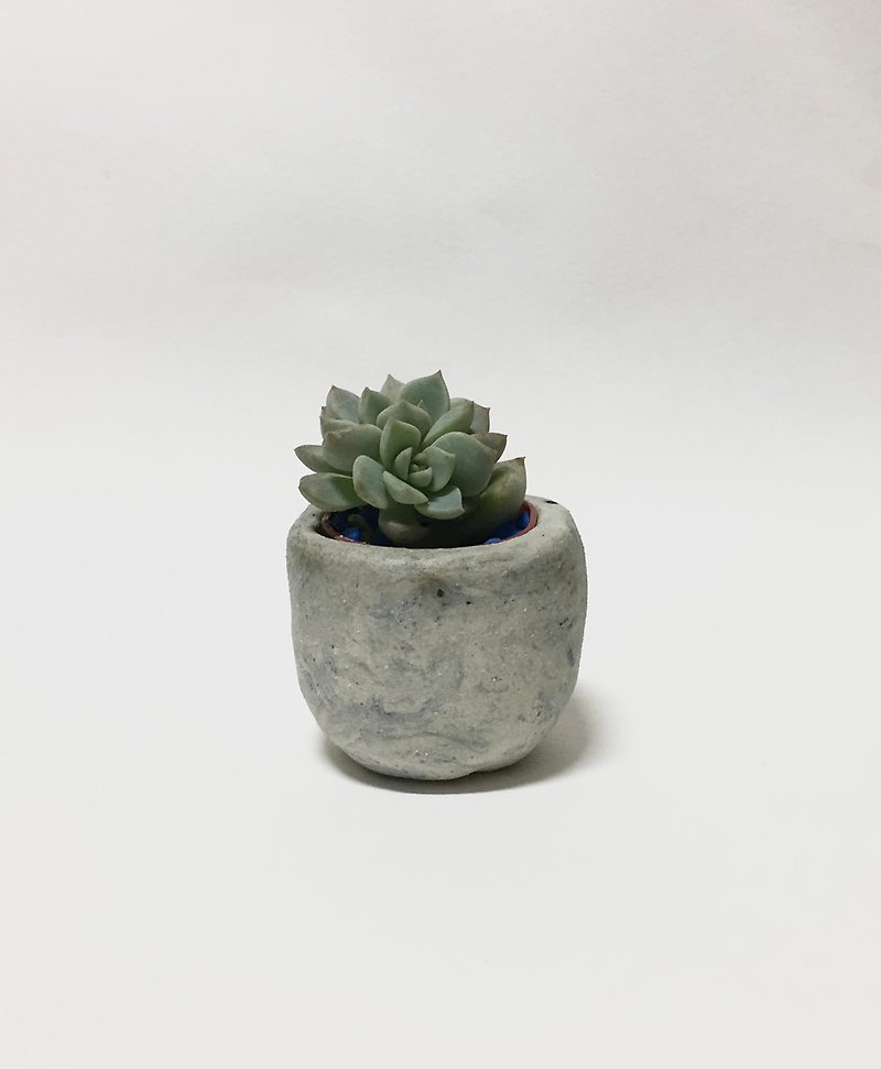 [Wuxi Studio] Mini succulent pot square type - Plants - Pottery Blue