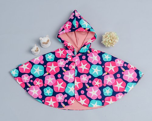 MarMarBarBar手作童衣 抗風防雨雙面斗篷-訂製 和風17vs玫瑰粉披風 嬰兒 禮盒 外套 風衣