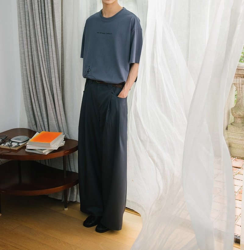日系復古 雙褶設計西裝長褲 - 男長褲/休閒褲 - 其他材質 灰色
