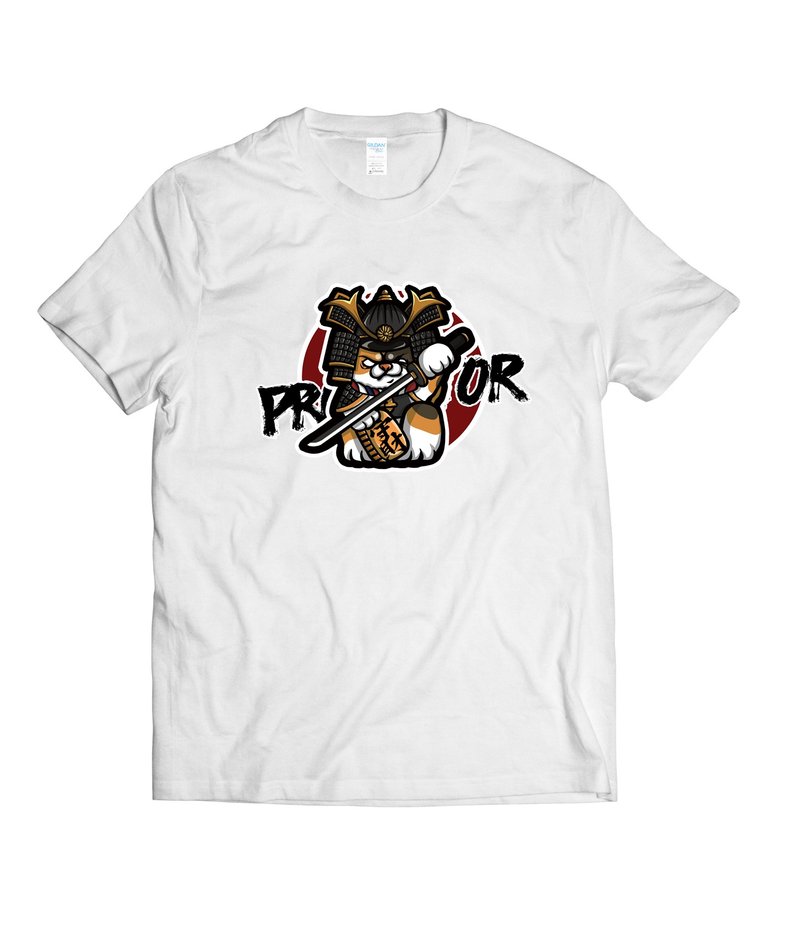 武士招財貓-T-shirt 白/黑/灰/藏青 - 男 T 恤 - 棉．麻 多色