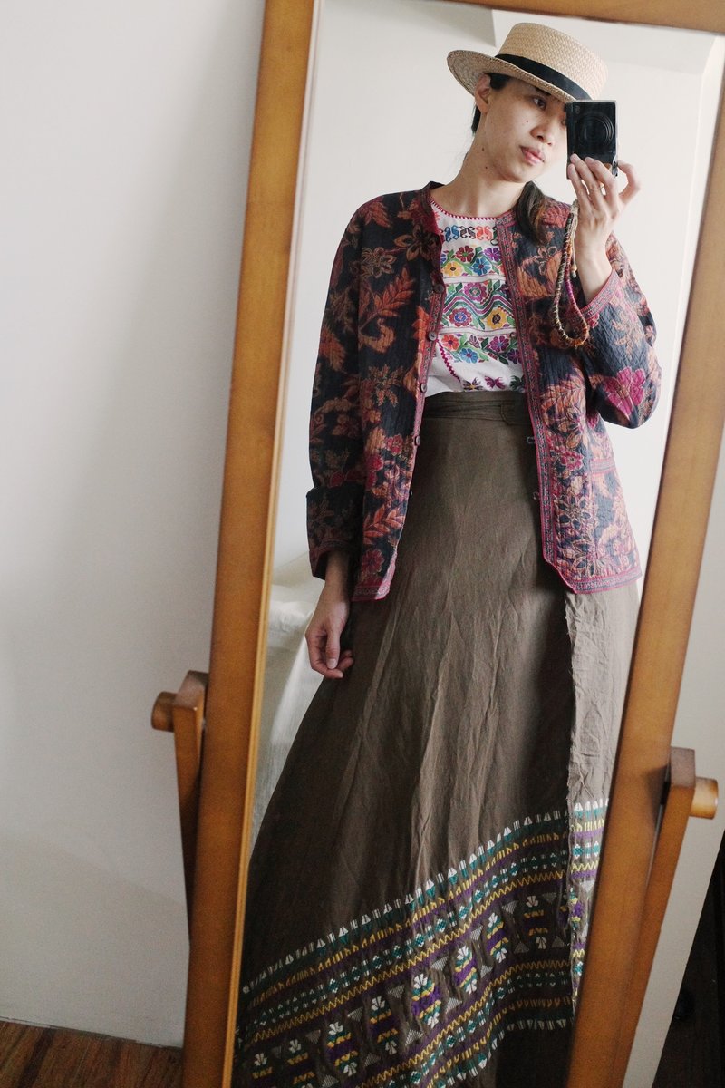 Vintage 印度蓋印雙面棉襖外套 - 女裝外套/大衣 - 棉．麻 