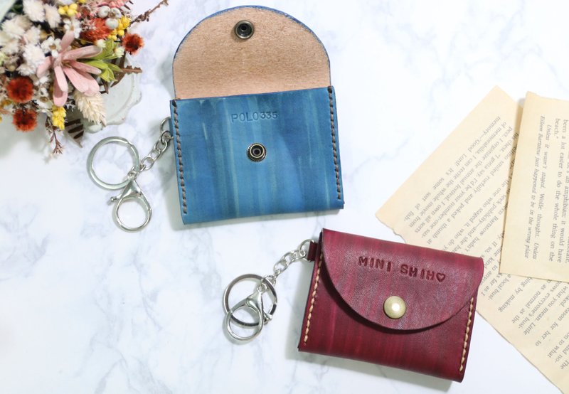 [Material package] Handmade leather goods/coin purse key ring/includes teaching video/novice friendly - Leather Goods - Genuine Leather Khaki