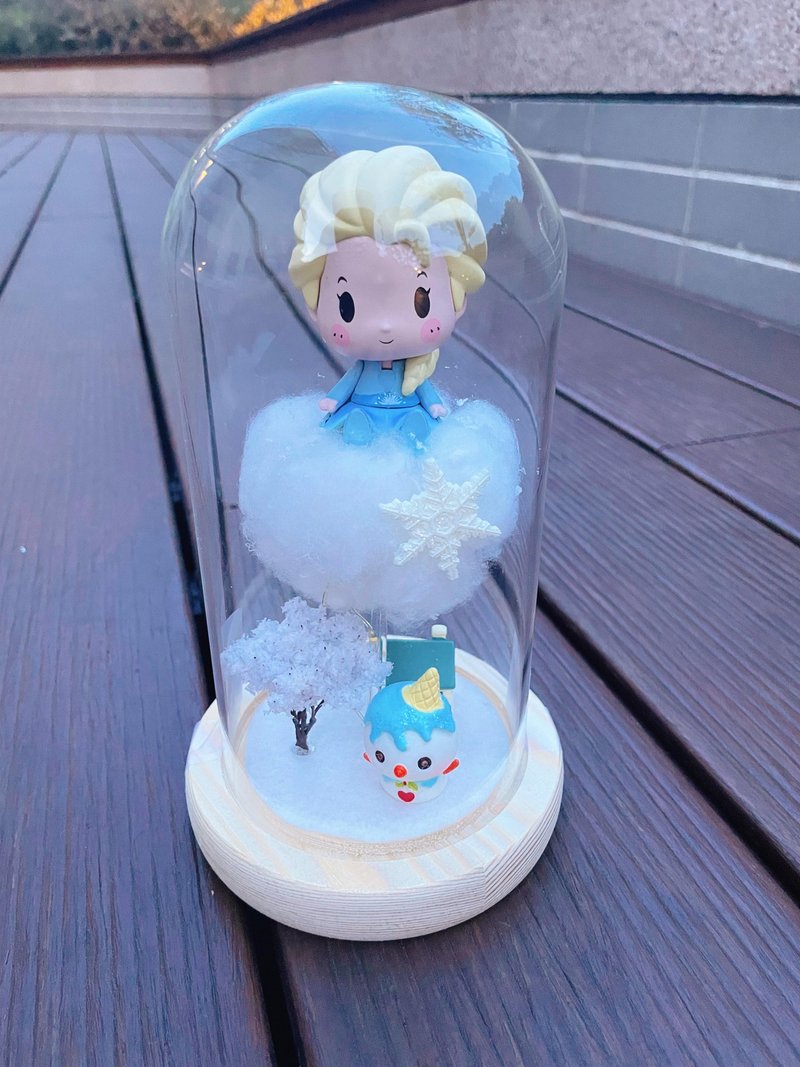 Miss. Flower puzzle little character cloud night light glass cover Frozen Elsa Princess Elsa - Dried Flowers & Bouquets - Plants & Flowers White