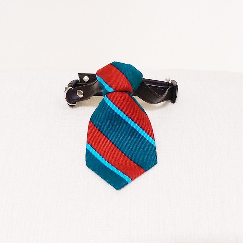 Ella Wang Design Tie pet cats and dogs bow tie striped tie gentleman - ปลอกคอ - วัสดุอื่นๆ สีน้ำเงิน