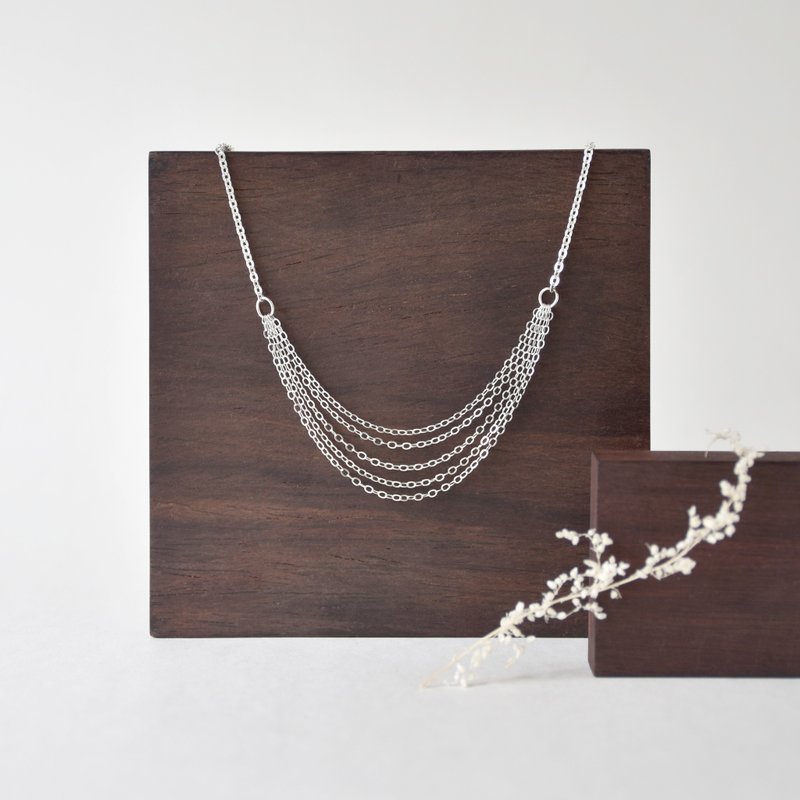 手製925銀多條款式銀項鍊 // 刻字母小圓銀牌 - 項鍊 - 其他金屬 銀色