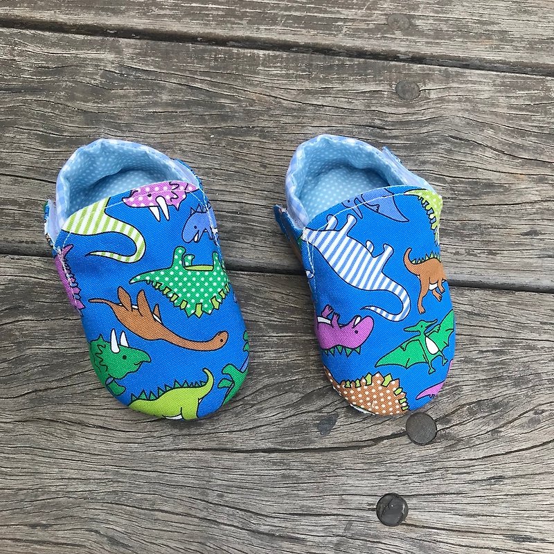 Dinosaur toddler shoes - blue - รองเท้าเด็ก - ผ้าฝ้าย/ผ้าลินิน สีน้ำเงิน