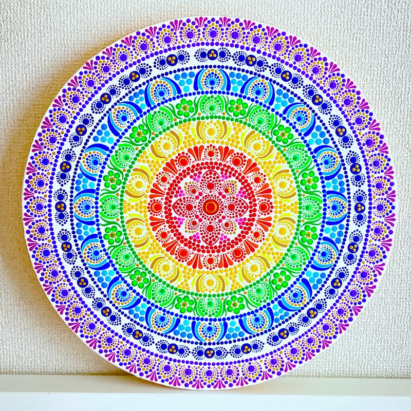 Custom-made product Rainbow Chakra 7 Dot Mandala black - โปสเตอร์ - ผ้าฝ้าย/ผ้าลินิน หลากหลายสี